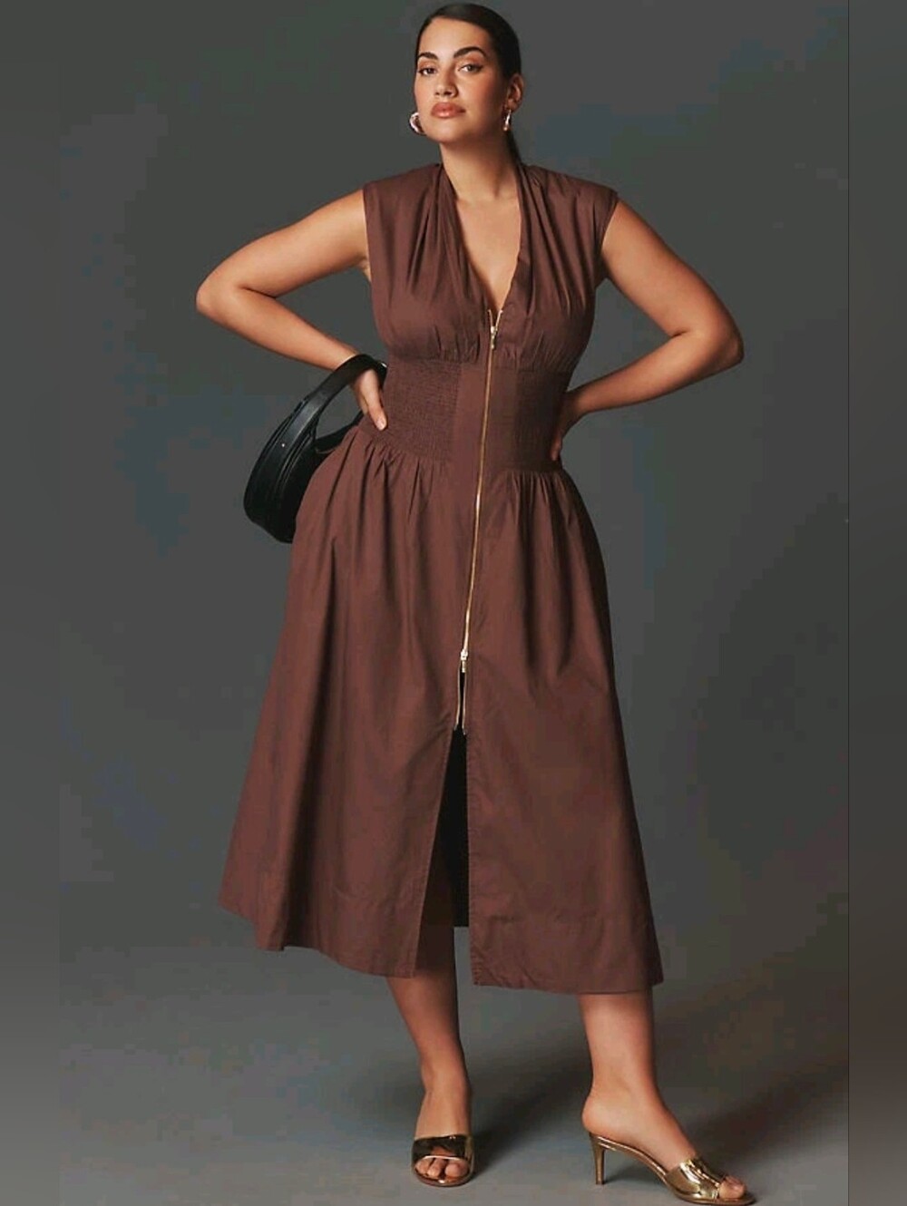 Anthropologie by Anthropologie + The Tommie Zip Front Midi Dress size 2X